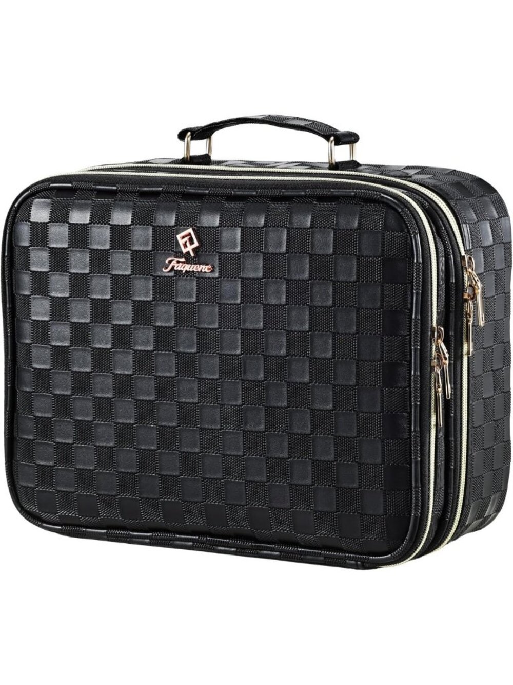 LED Makeup Bag with Lighted Mirror, Double Layer Cosmetic Organizer, Adjustable